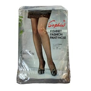 Sophia Fishnet Fashion Pantyhose Black Queen Size Style P3660 100% Nylon Tights